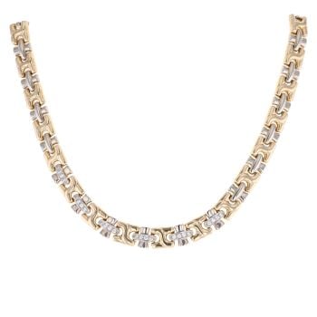 14ct Yellow And White Gold Cubic Zirconia Fancy Chain 18"