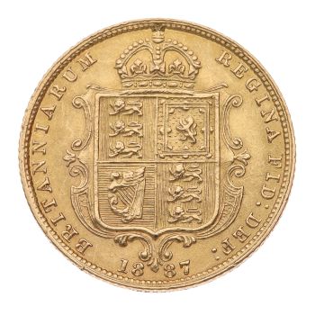 1887 Victoria Jubilee Head UK Half Sovereign Coin