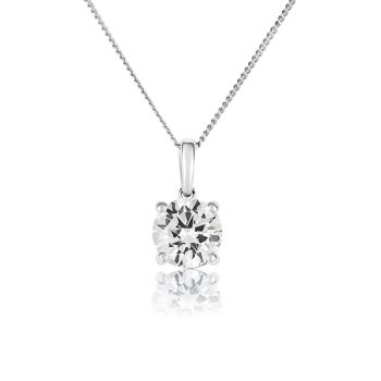 9ct White Gold 1.00ct Round Brilliant Lab Grown Diamond Solitaire Pendant