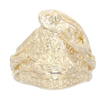 9ct Yellow Gold Patterned Saddle Ring