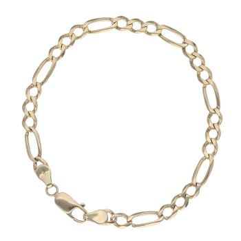 9ct Yellow Gold Figaro Bracelet 8"