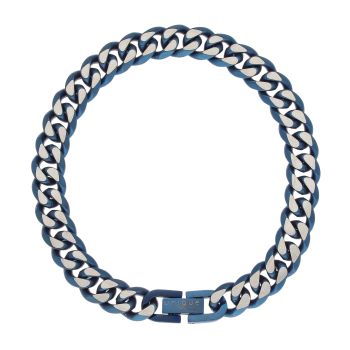 Unique & Co Stainless Steel Blue Curb Bracelet 8"