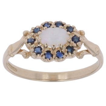 9ct Yellow Gold Sapphire and Opal Cluster Ring