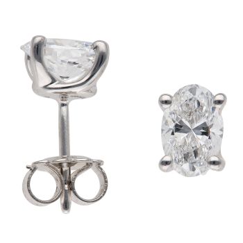 9ct White Gold 2.00ct Oval Cut Lab Grown Diamond Stud Earrings