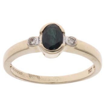 9ct Yellow Gold Cubic Zirconia And Sapphire Ring