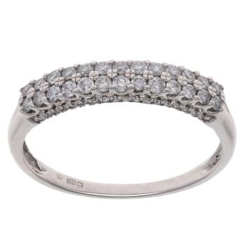 9ct White Gold 0.33ct Brilliant Cut Diamond Two Row Fancy Ring