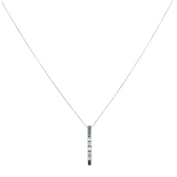 9ct White Gold Cubic Zirconia Pendant And Chain 18"