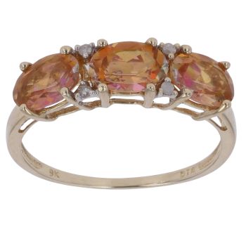 9ct Yellow Gold 0.05ct Diamond and Sunset Topaz Fancy Ring