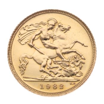 1982 Elizabeth II Decimal Portrait UK Half Sovereign Coin