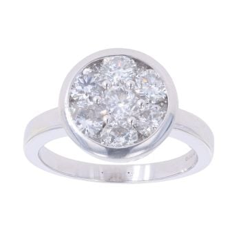9ct White Gold 1.75ct Brilliant Cut Diamond Cluster Ring