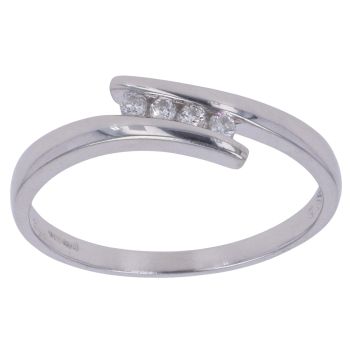 9ct White Gold 0.10ct Diamond Four Stone Ring