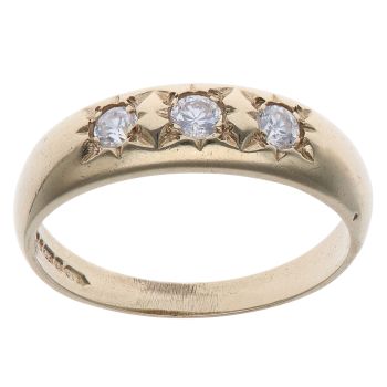 9ct Yellow Gold Cubic Zirconia Three Stone Ring