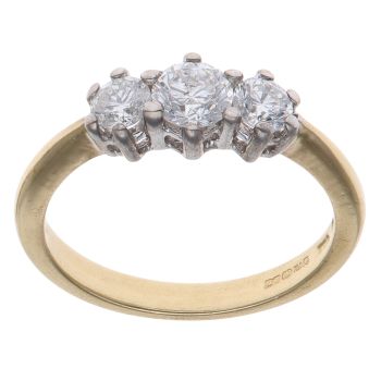 18ct Yellow Gold 0.75ct Brilliant Cut Diamond Trilogy Ring