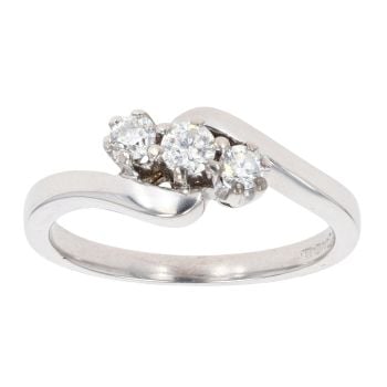 18ct White Gold 0.25ct Diamond Trilogy Twist Ring