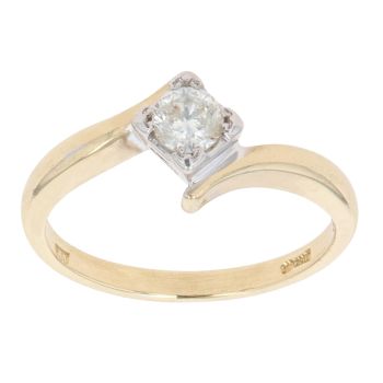 18ct Yellow Gold 0.25ct Diamond Solitaire Twist Ring
