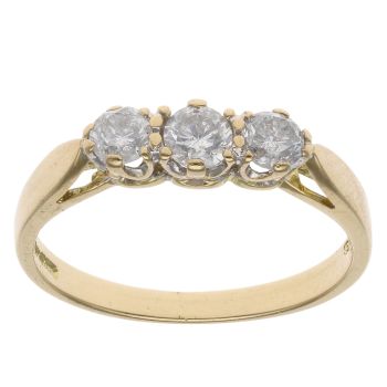 18ct Yellow Gold 0.50ct Brilliant Cut Diamond Trilogy Ring