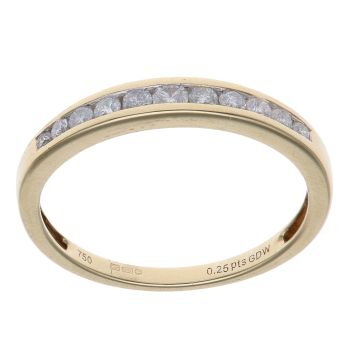18ct Yellow Gold 0.25ct Brilliant Cut Diamond Half Eternity Ring