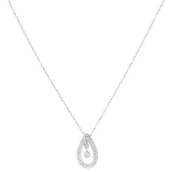 18ct White Gold 0.30ct Brilliant Cut Diamond Drop Pendant and Chain 16"