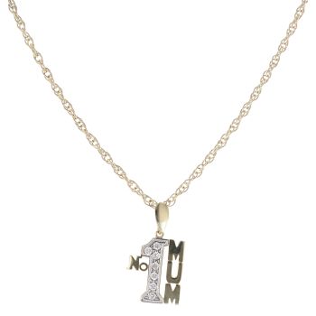 9ct Yellow Gold Cubic Zirconia Mum Pendant And Chain 20"