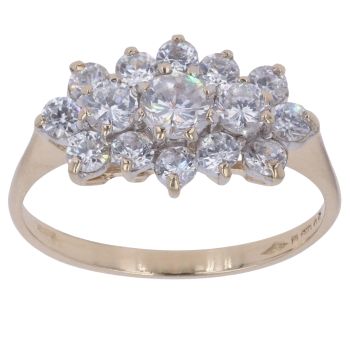 9ct Yellow Gold Cubic Zirconia Cluster Ring