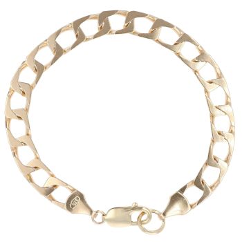 9ct Yellow Gold Square Curb Bracelet 8"