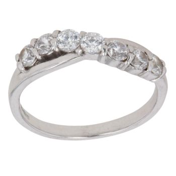 9ct White Gold Cubic Zirconia Crossover Ring