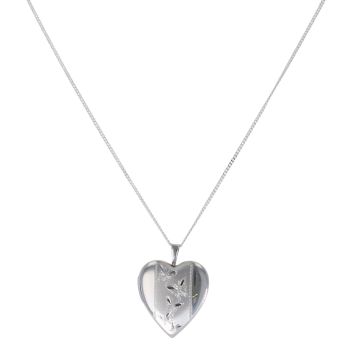 Silver Patterned Heart Locket and Chain 18" By Icesia