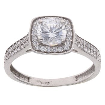 9ct White Gold Cubic Zirconia Cluster Ring