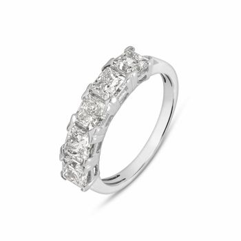 9ct White Gold 2.50ct Princess Cut Lab Grown Diamond Five Stone Bridal Ring Lab Grown