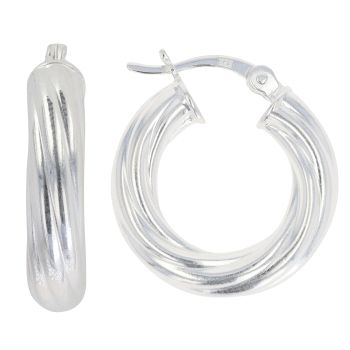 Silver Twisted Hoop Earrings
