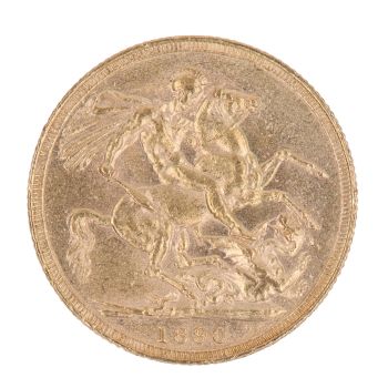1890 Victoria Jubilee Head UK Full Sovereign Coin