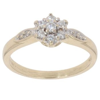 9ct Yellow Gold 0.30ct Brilliant Cut Diamond Cluster Ring