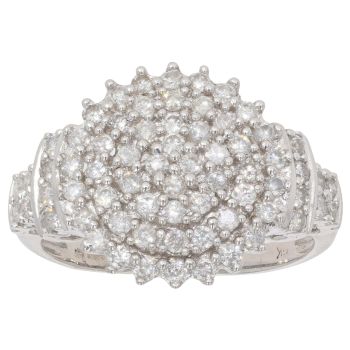 9ct White Gold 1.00ct Diamond Cluster Ring