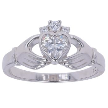 Silver Cubic Zirconia Claddagh Ring By Icesia