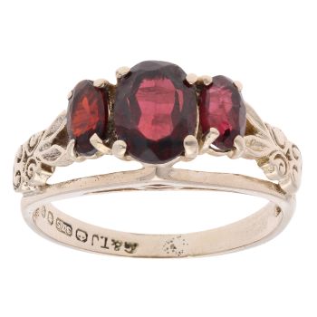 9ct Yellow Gold Three Stone Garnet Ring