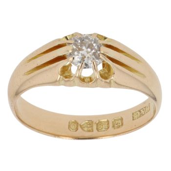 18ct Yellow Gold 0.40ct Old Cut Diamond Signet Ring