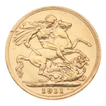 1911 George V Large Head UK Full Sovereign Coin
