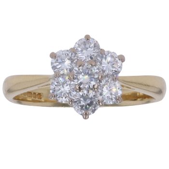 18ct Yellow Gold 1.00ct Brilliant Cut Diamond Cluster Ring