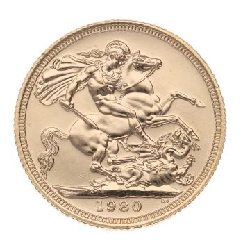 1980 Elizabeth II Decimal Portrait Full Sovereign Coin