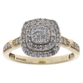 9ct Yellow Gold 0.51ct Brilliant Cut Diamond Cluster Ring