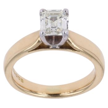 18ct Yellow Gold 0.55ct Emerald Cut Diamond Solitaire Ring