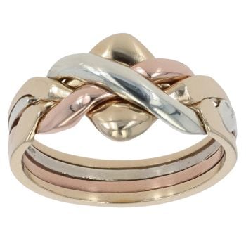 9ct Yellow White and Rose Gold Four Piece Ring