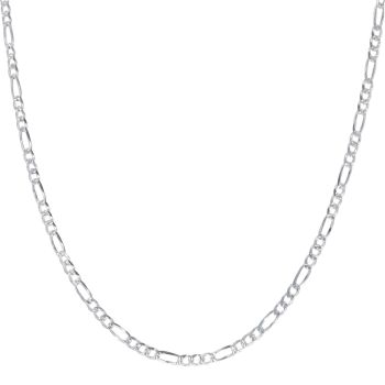 Silver Pave Figaro Chain 18"