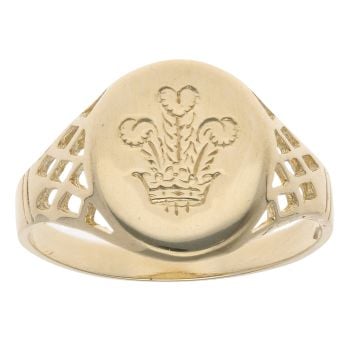 9ct Yellow Gold Welsh Feathers Signet Ring