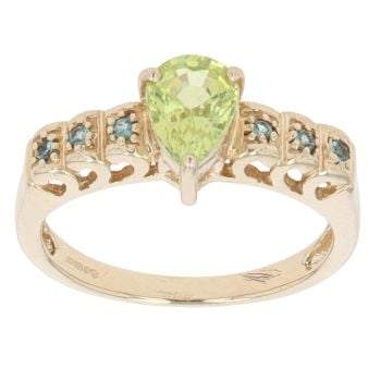 9ct Yellow Gold Blue Gemstone And Peridot Ring