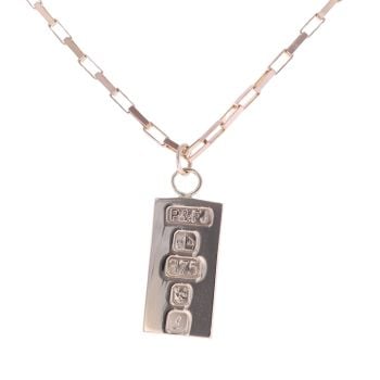 9ct Yellow Gold Ingot Pendant and Chain 24"
