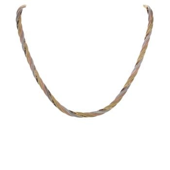 9ct Yellow White and Rose Gold Plait Chain 16"
