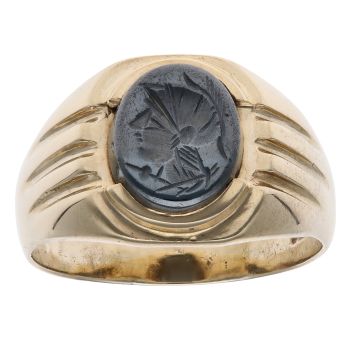 9ct Yellow Gold Hematite Centurion Signet Ring