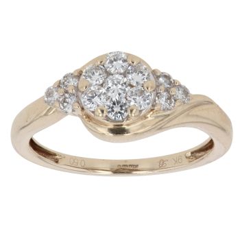 9ct Yellow Gold 0.50ct Brilliant Cut Diamond Cluster Ring