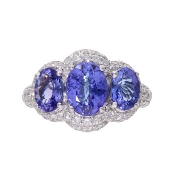 18ct White Gold Tanzanite And 2.00ct Diamond Cluster Ring